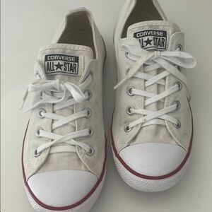 Converse White Canvas Sneakers with Red Trim